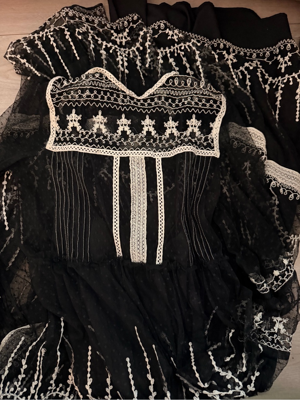 Black and White Embroidered Dress